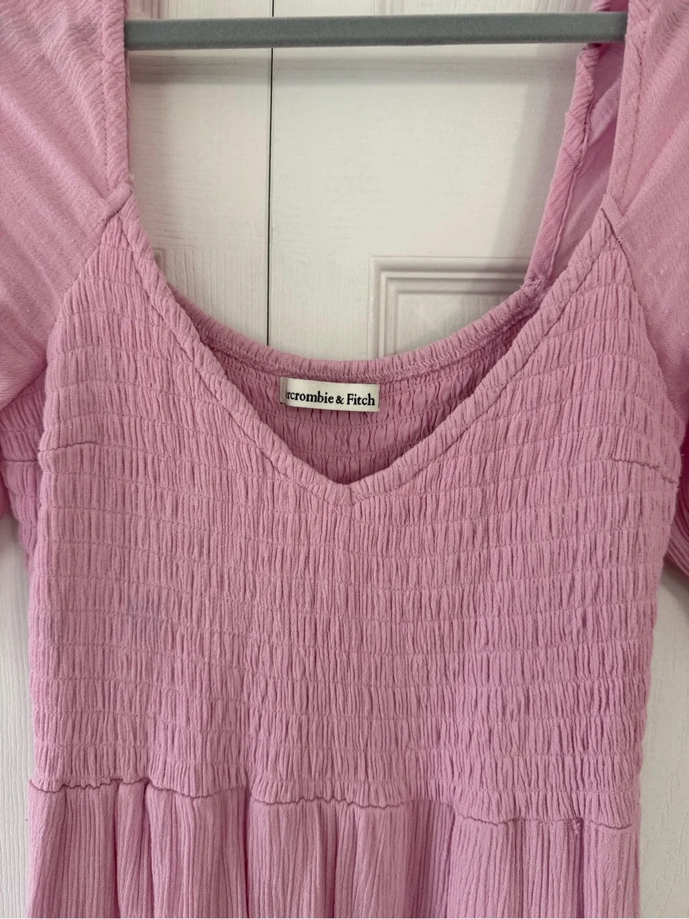 Abercrombie & Fitch Pink Maxi Dress with Puff Sleeves Size S